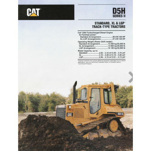 Caterpillar D5h Ii D5h Xl Ii D5h Lgp Ii Track Type Tractors
